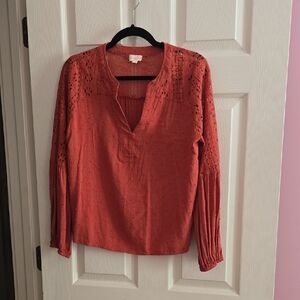 Hem & Thread Terracotta Lace Blouse